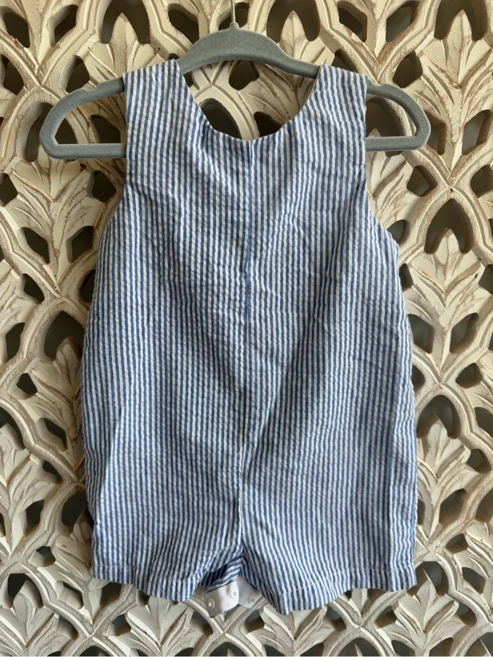 Goodlad Baby Boys Seersucker Baseball Shortall Romper 12M